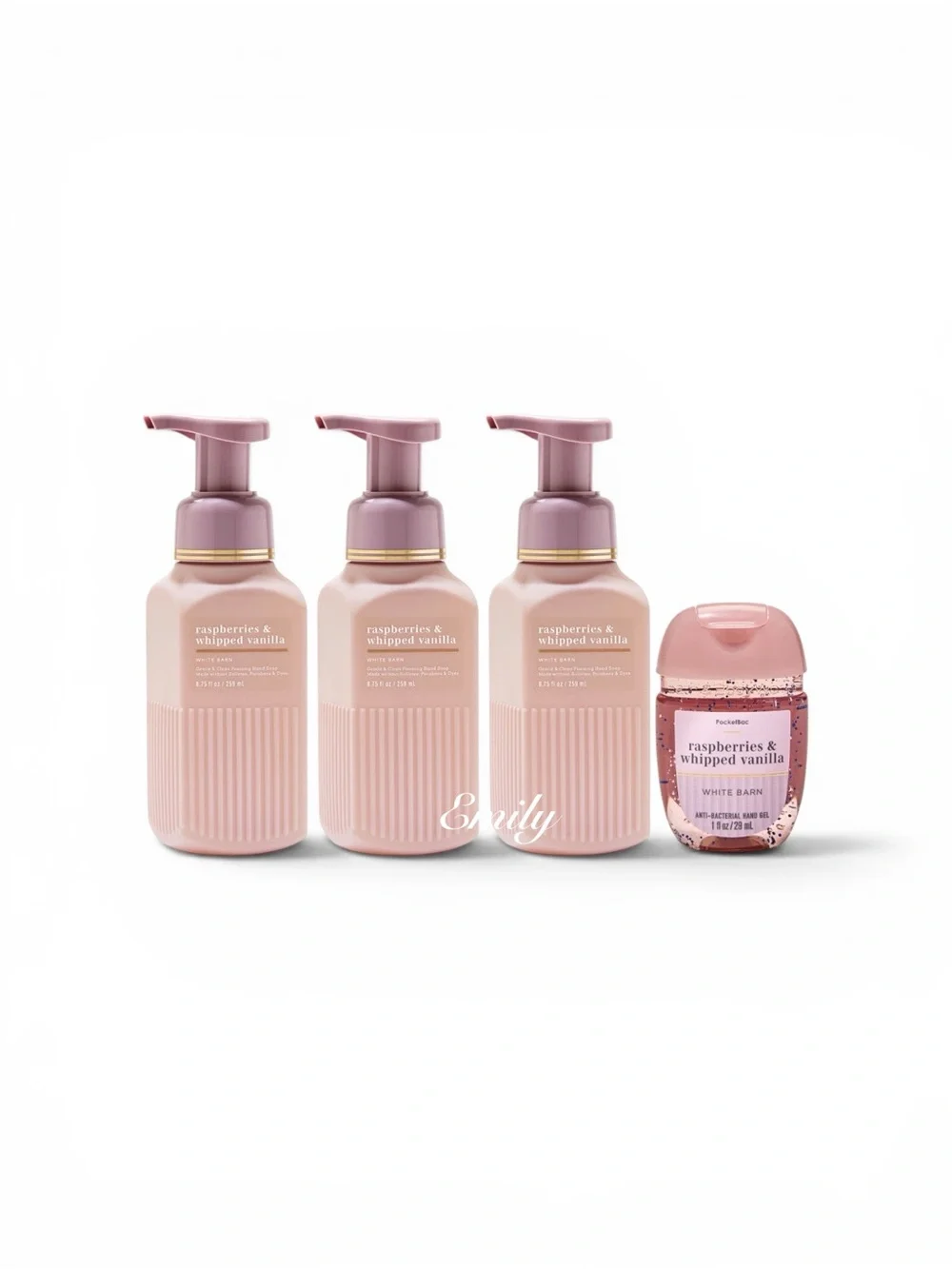 3X BBW Luxe RASPBERRIES & WHIPPED VANILLA Foam Hand Soap 8.75 fl oz Set Bundle